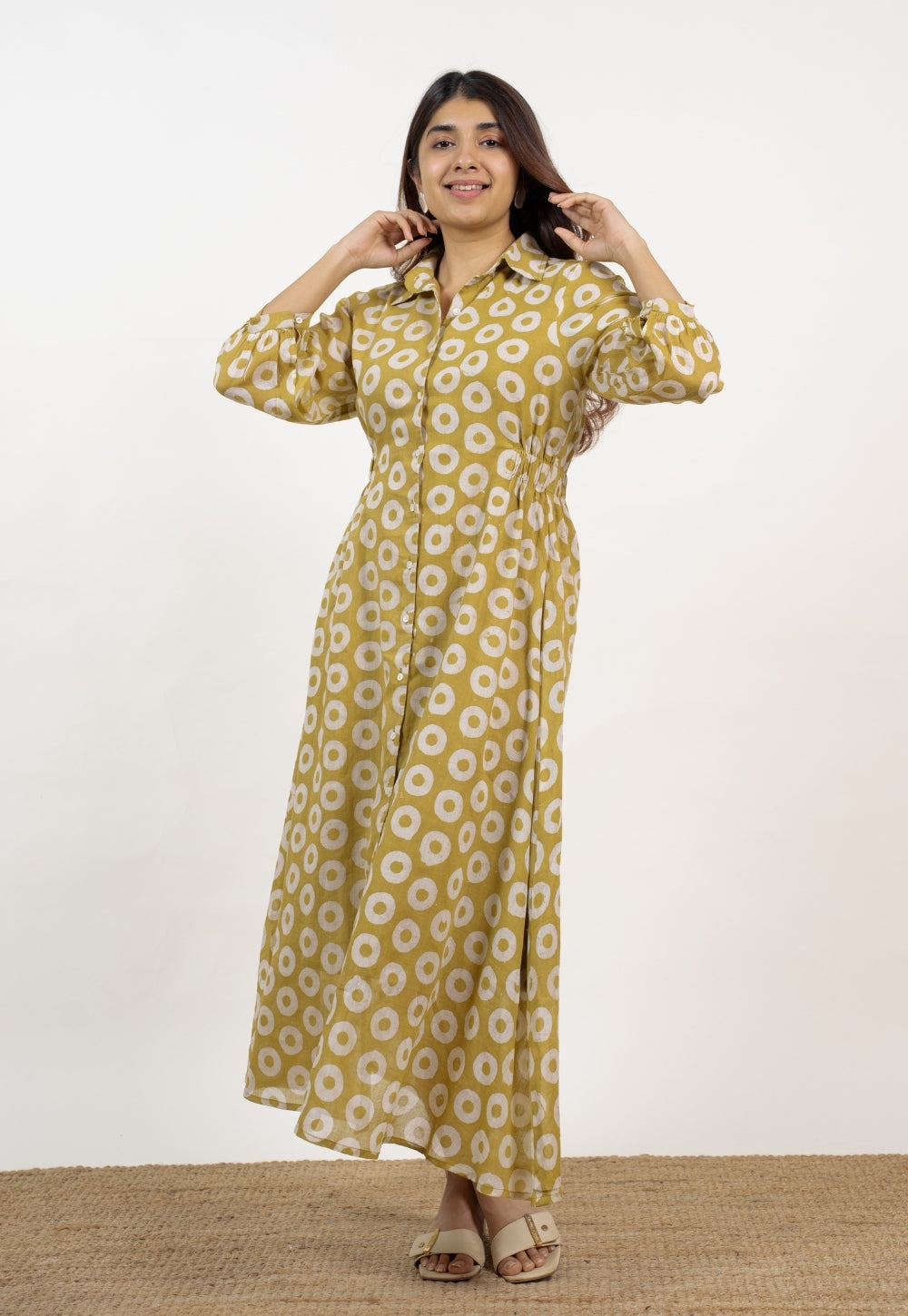 Aniza Green Batik MulMul A Line Dress