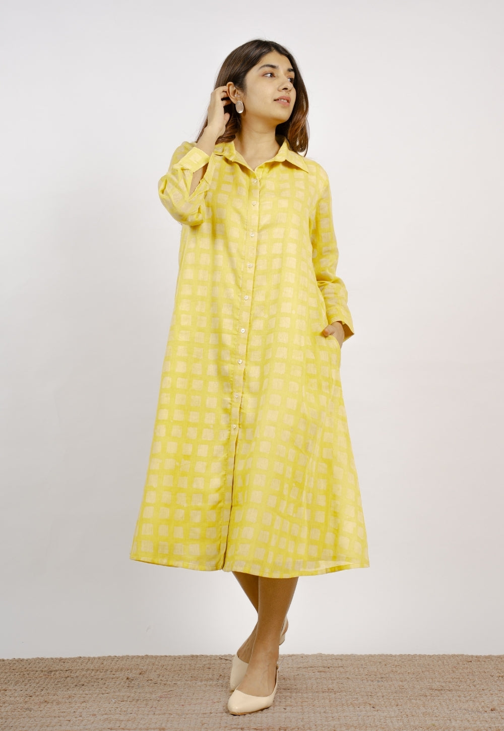 Samia Yellow Batik MulMul A Line Dress