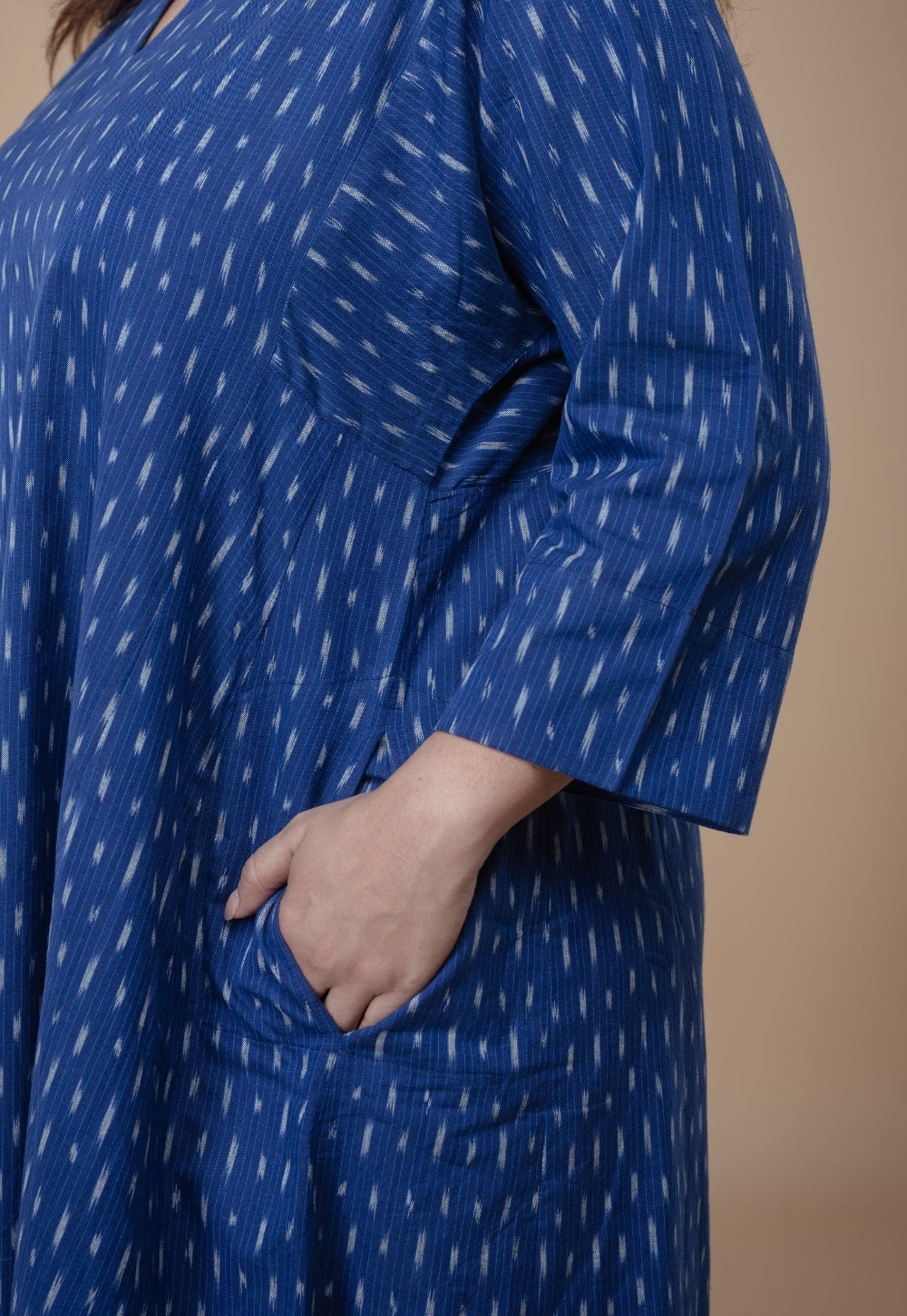 Nyra Blue Ikkat Cotton Jhabbha Kali Co-Ord Set