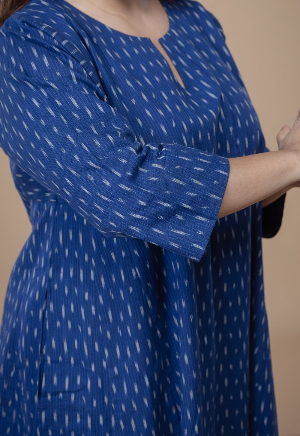 Nyra Blue Ikkat Cotton Jhabbha Kali Co-Ord Set