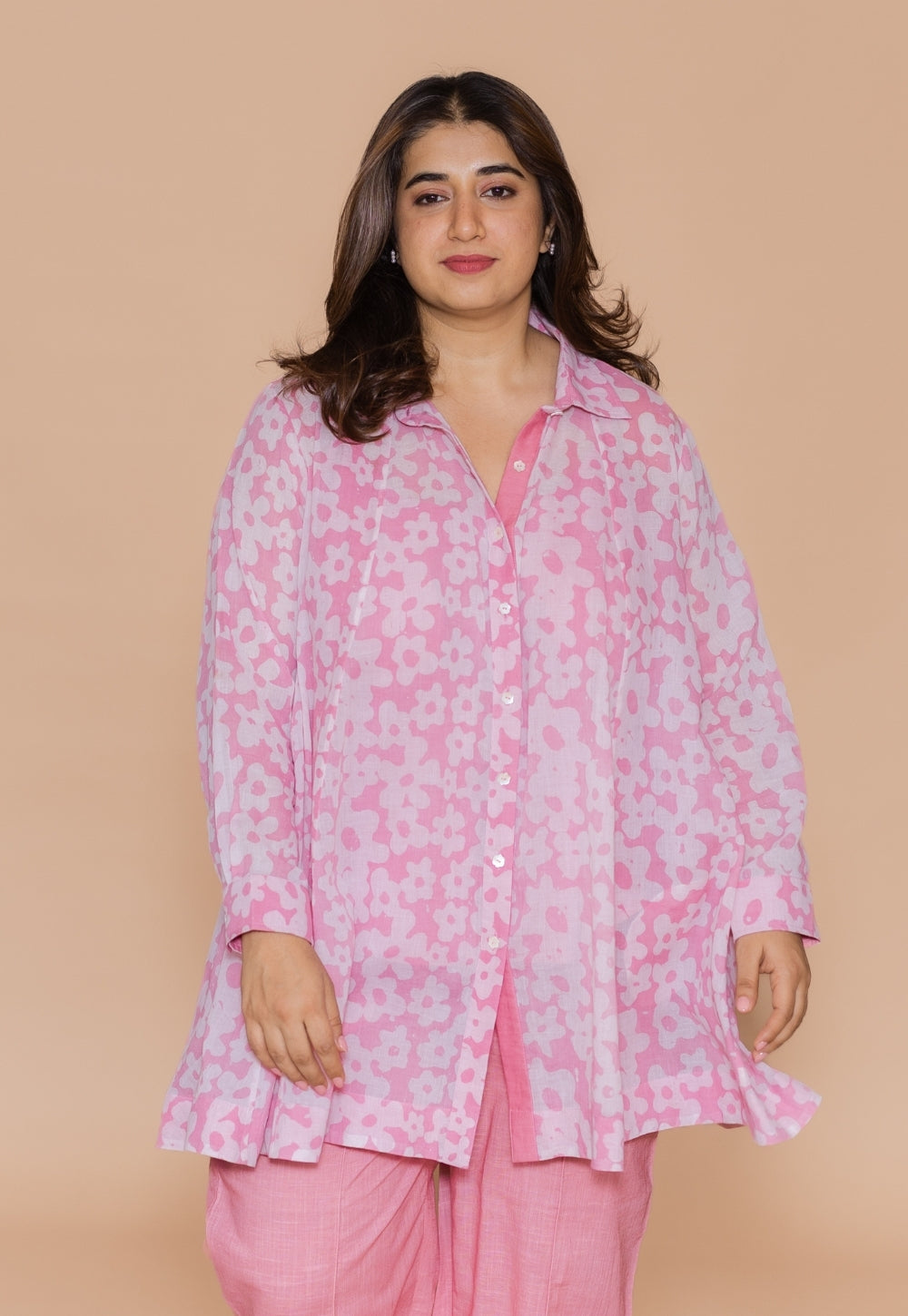 Zaria Pink Batik Mul Anit-Fit Short Top