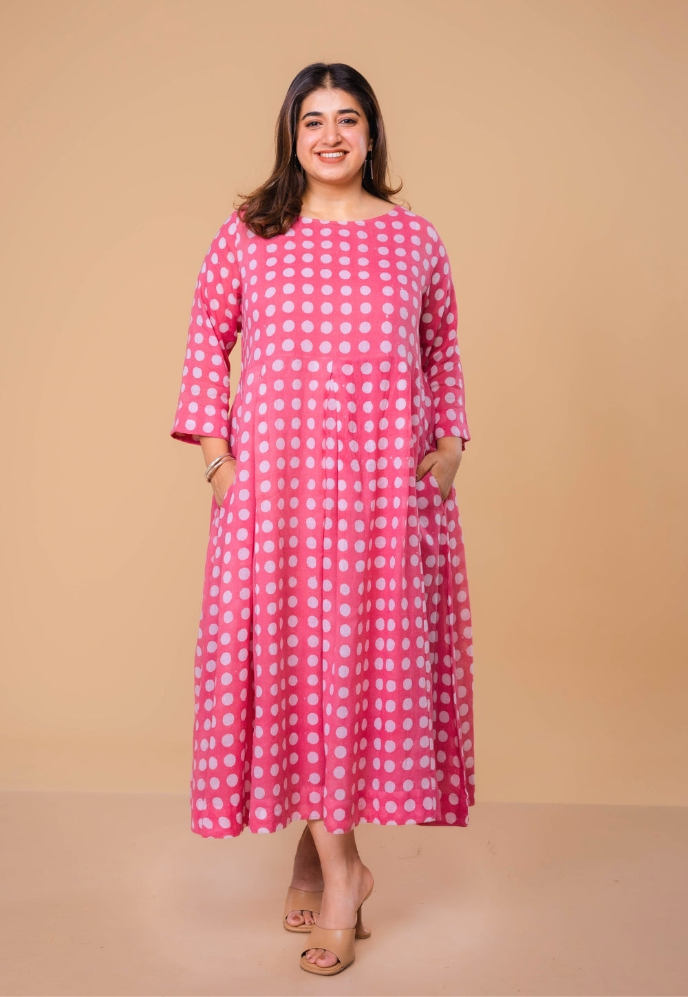 Fajar Pink Batik MulMul A Line Dress