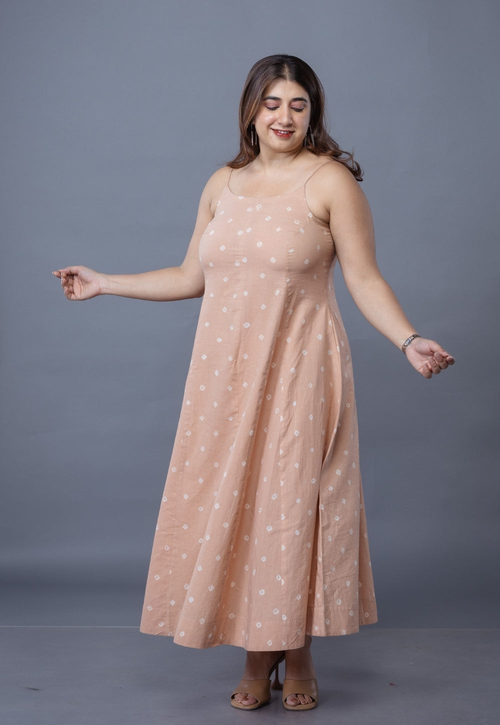 Sanah Pink Bandhani Cotton Kali Dress