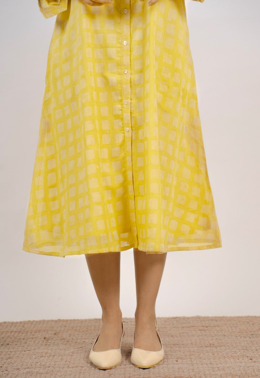 Samia Yellow Batik MulMul A Line Dress