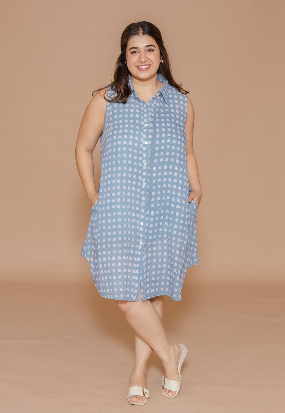 Sadia Blue Batik MulMul A Line Dress