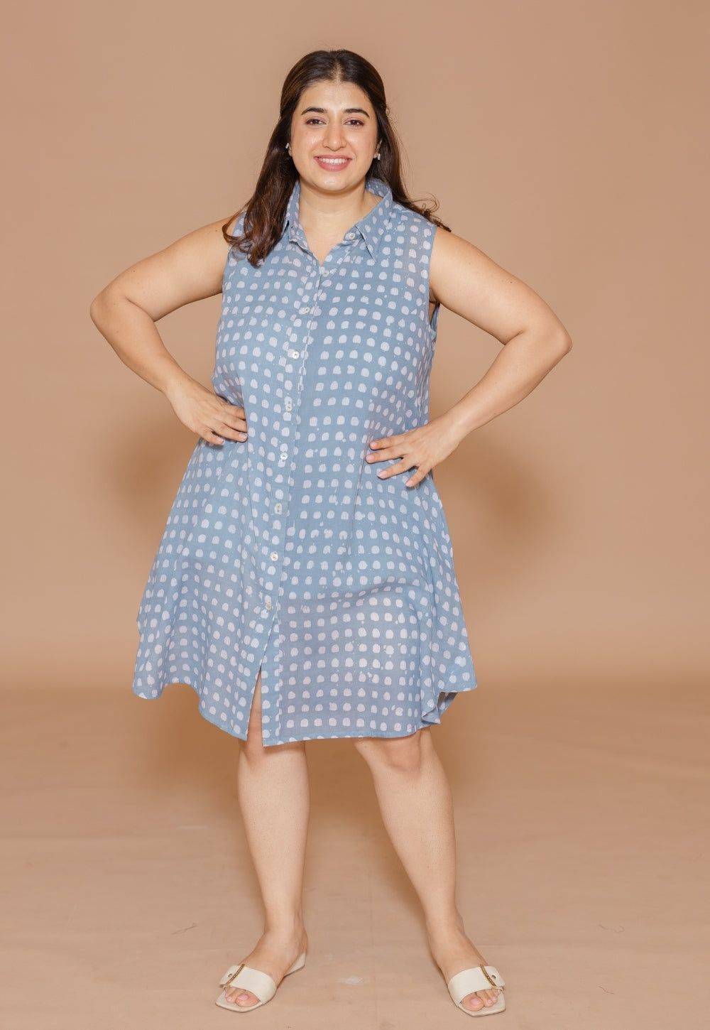 Sadia Blue Batik MulMul A Line Dress