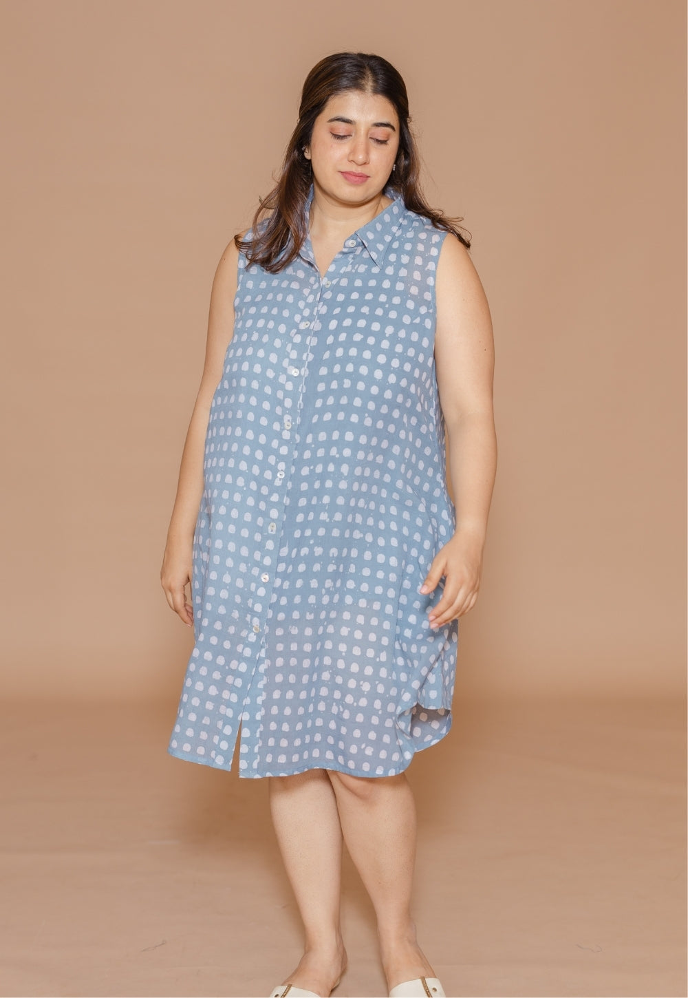 Sadia Blue Batik MulMul A Line Dress