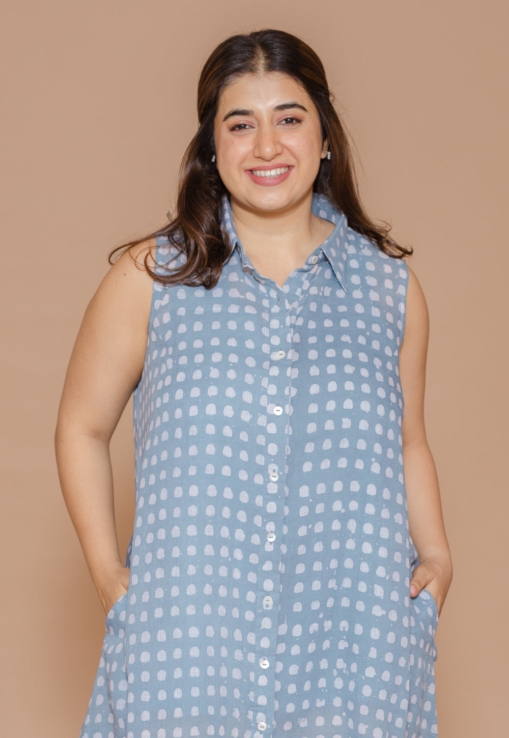 Sadia Blue Batik MulMul A Line Dress