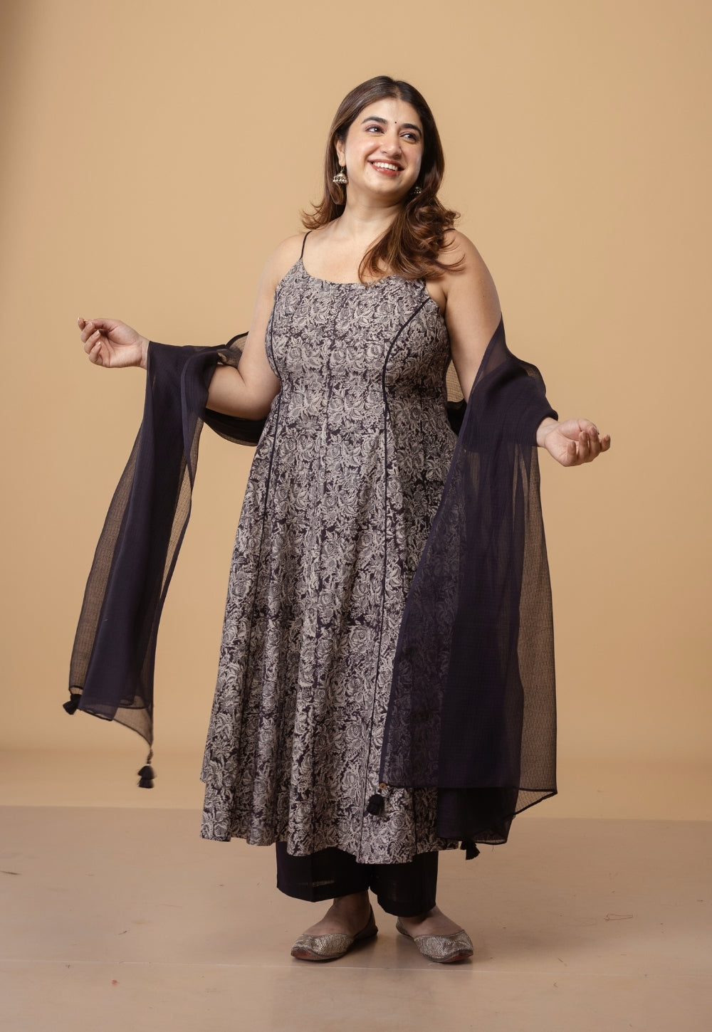 Black Solid Kota Doria Cotton Dupatta