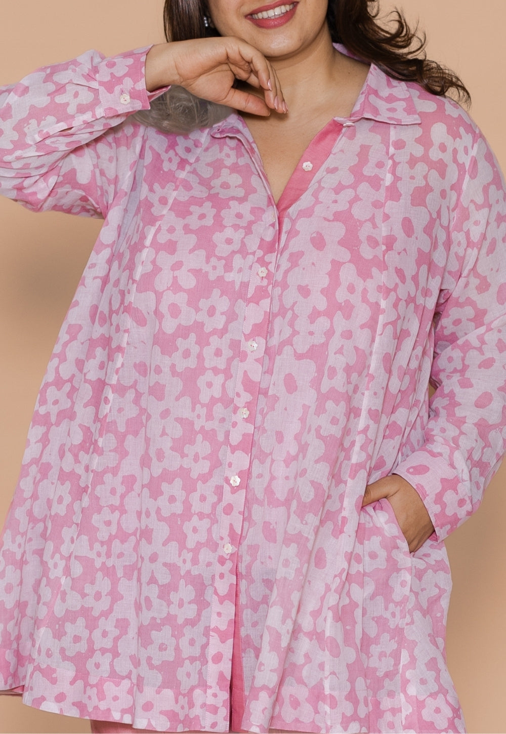 Zaria Pink Batik Mul Anit-Fit Short Top