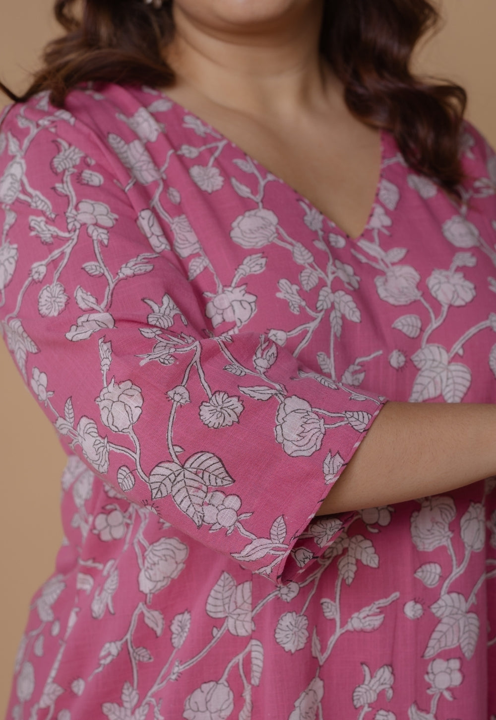 Karisma Pink Dabu Slub Cotton Kali Kurta Set (Set of 2)