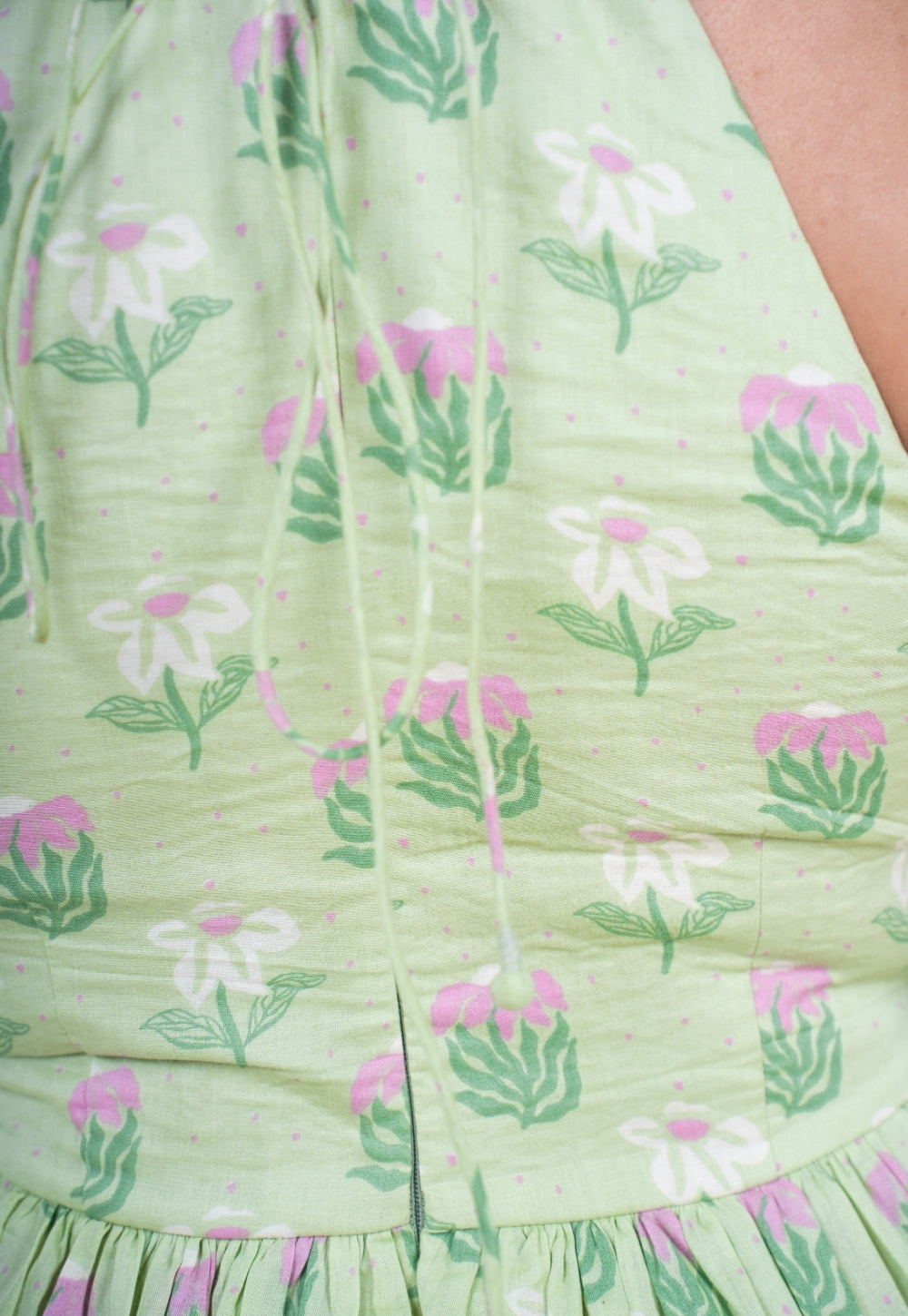 Zinal Mint Green Printed Mul A Line Dress