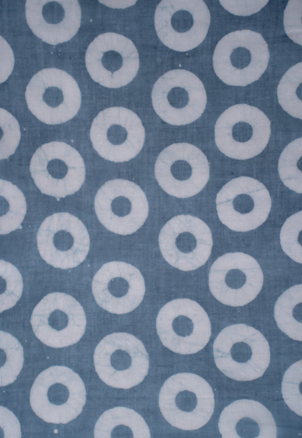 Blue Circle Batik Handblock Printed Mul Fabric