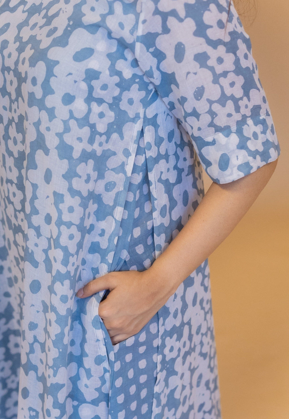 Suhana Blue Batik MulMul A Line Dress with Slip