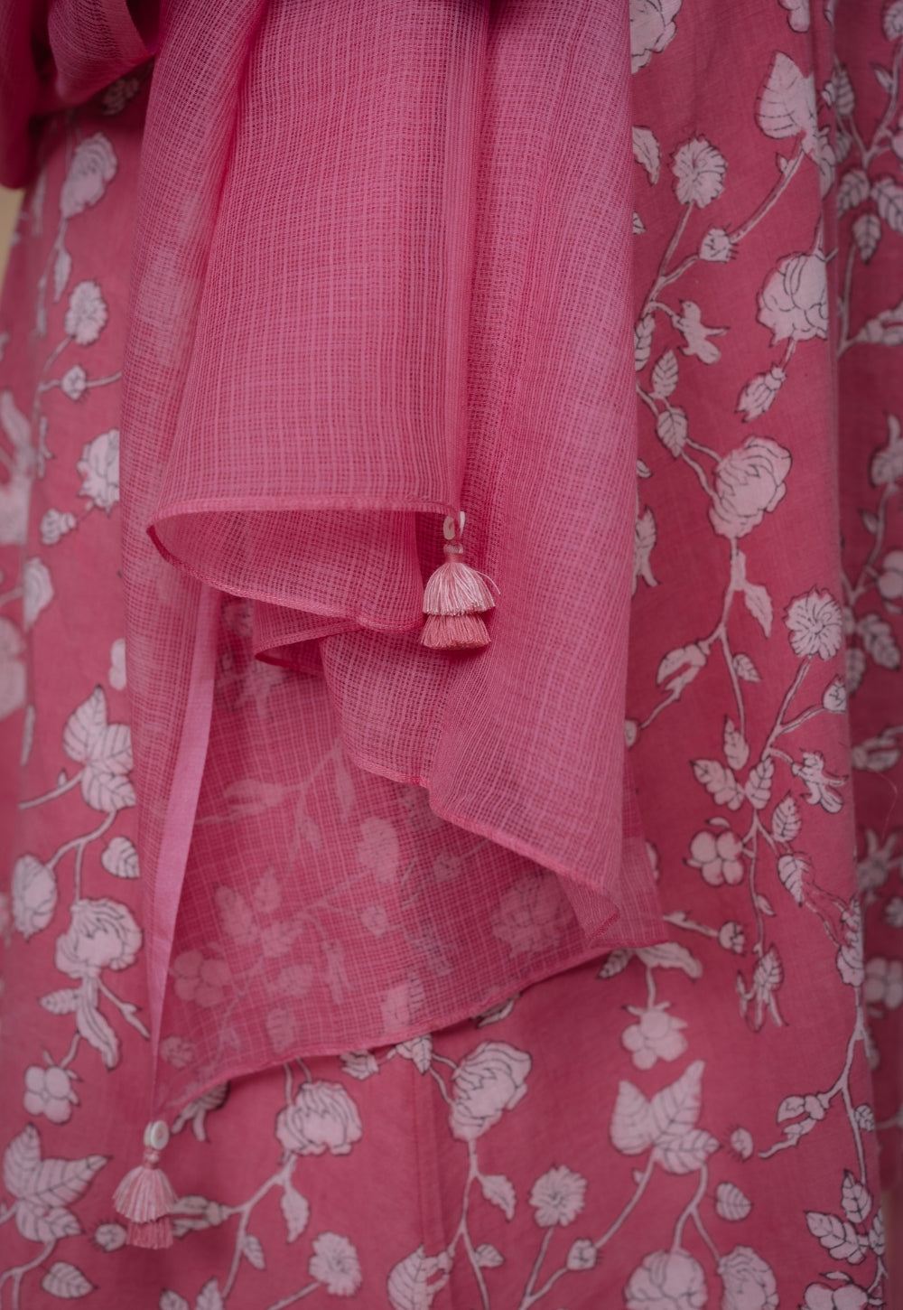 Pink Solid Kota Doria Cotton Dupatta