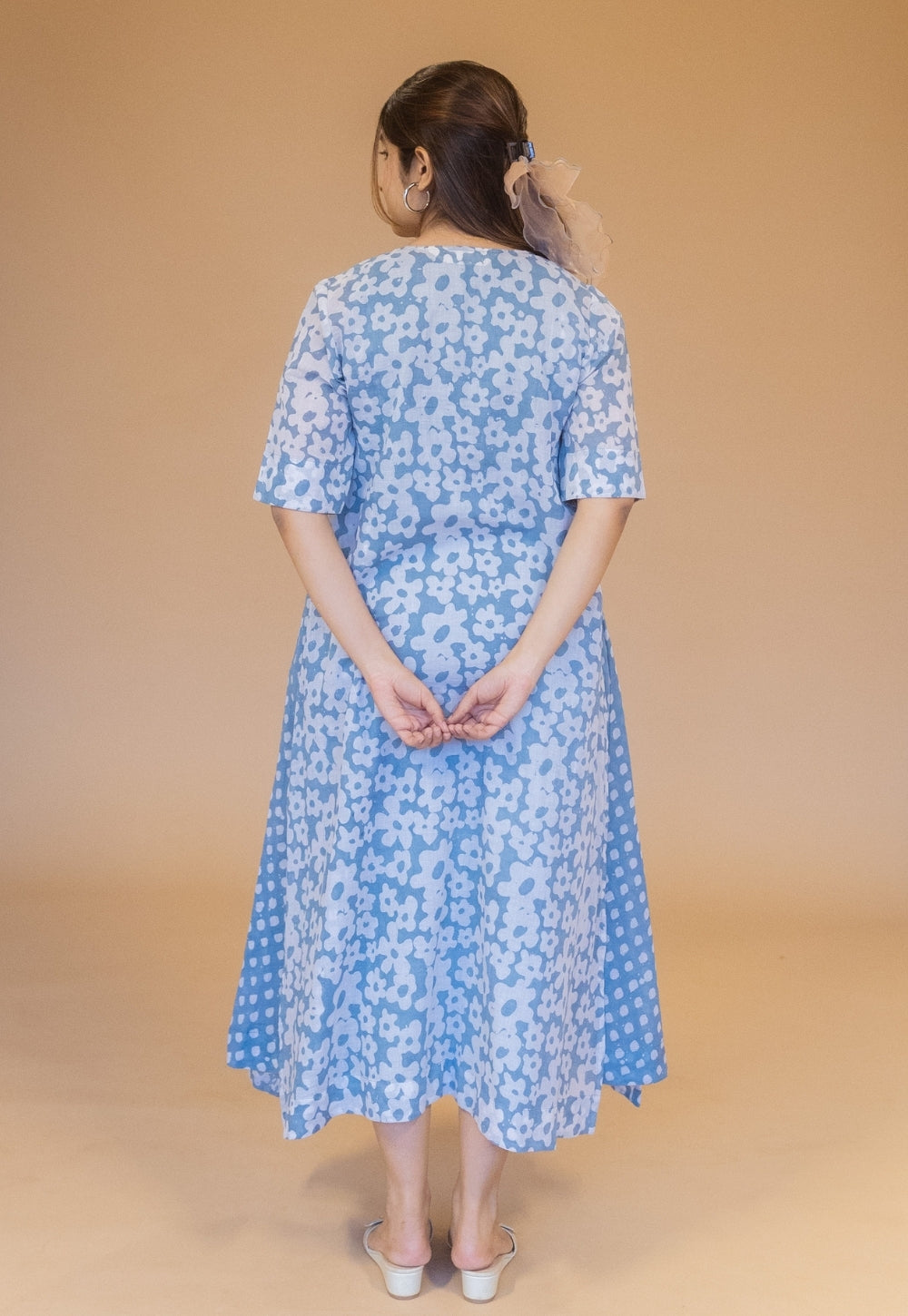 Suhana Blue Batik MulMul A Line Dress with Slip