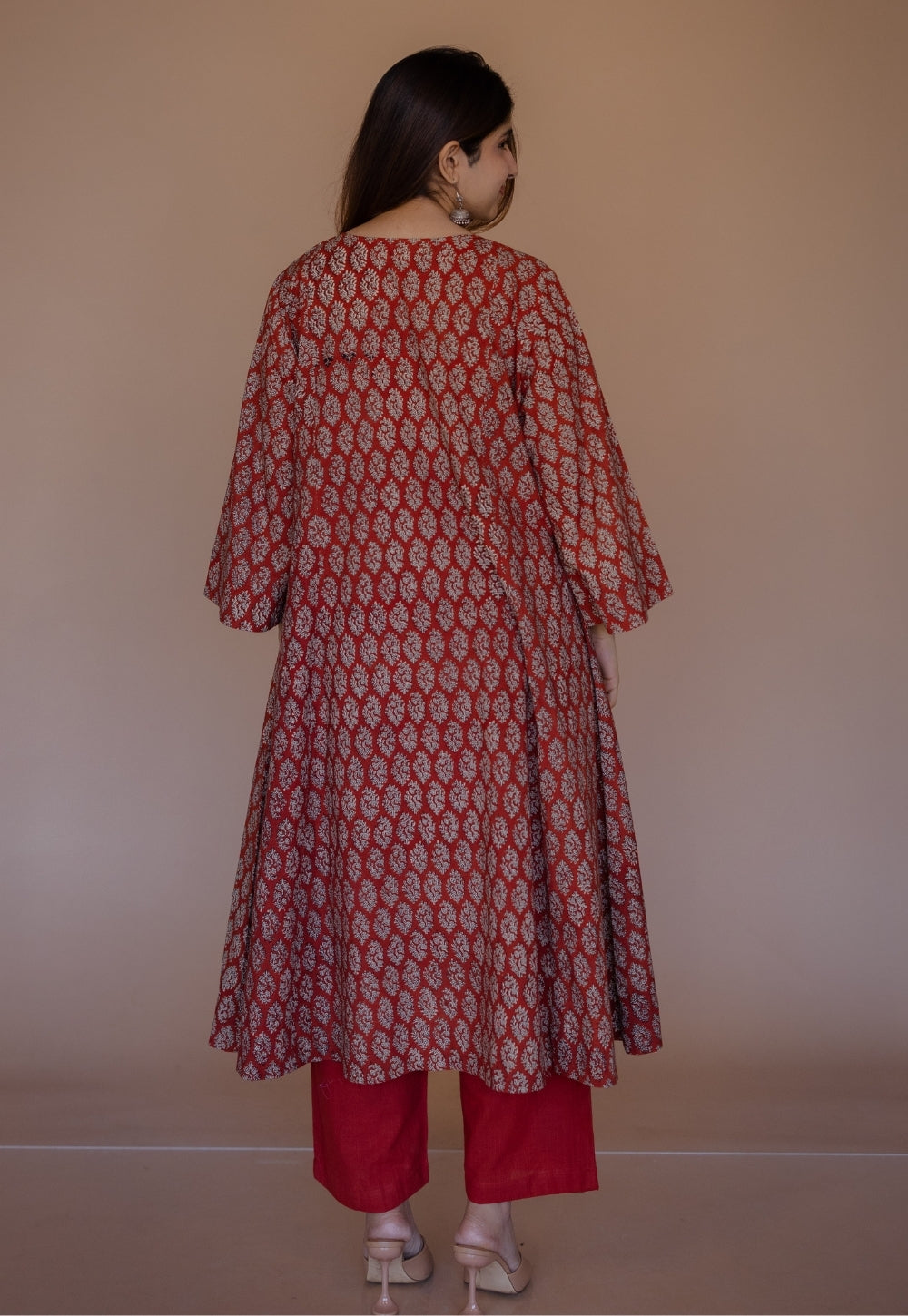 Sarah Red Bagru Cotton Kali Suit Set (Set of 3)