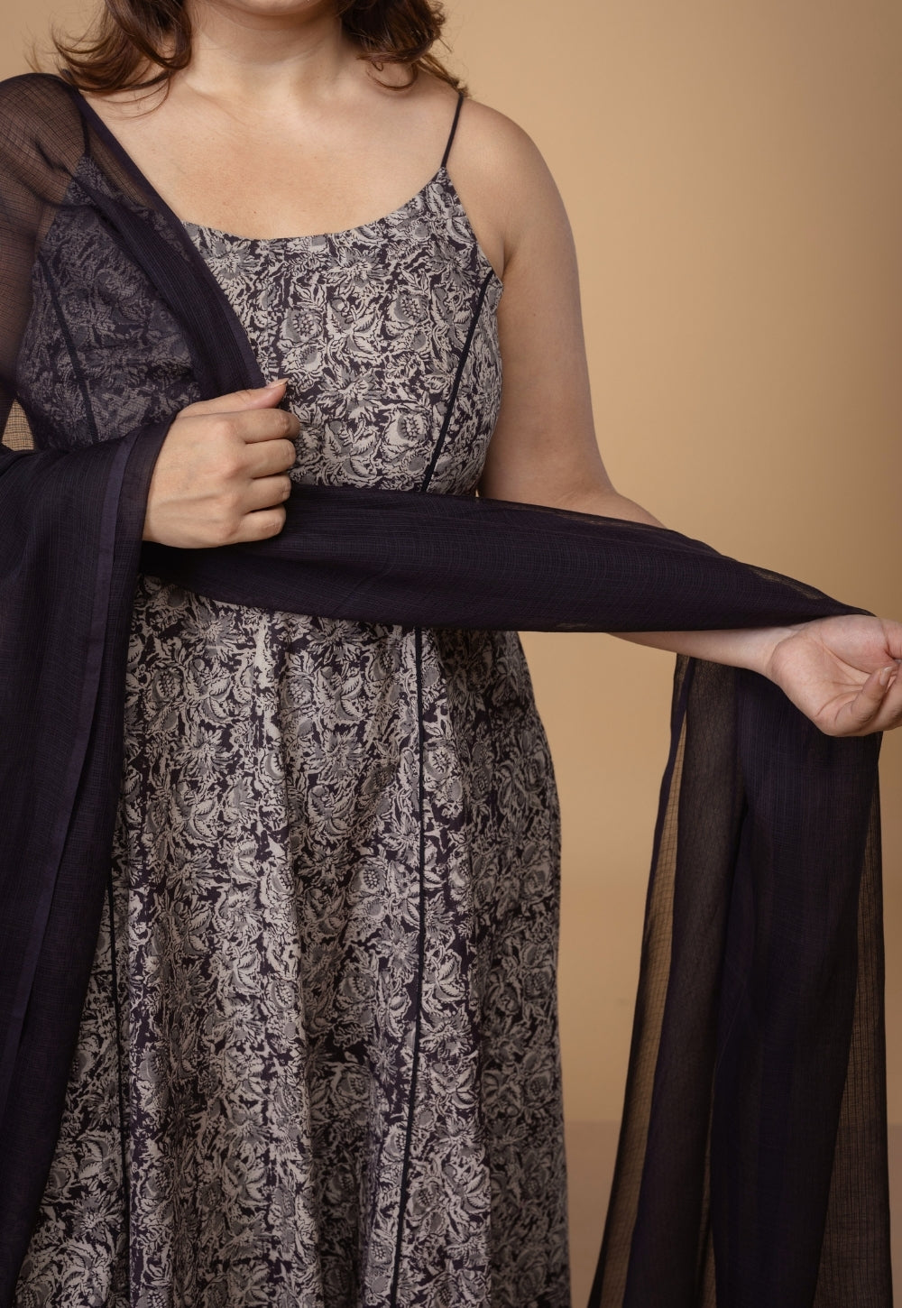 Black Solid Kota Doria Cotton Dupatta