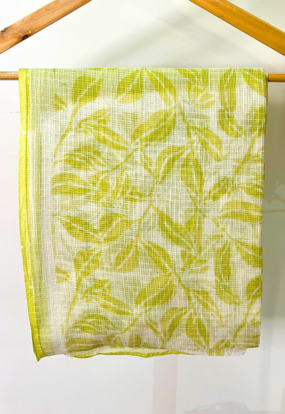 Green Leaf Hand Block Print Kota Doria Cotton Dupatta