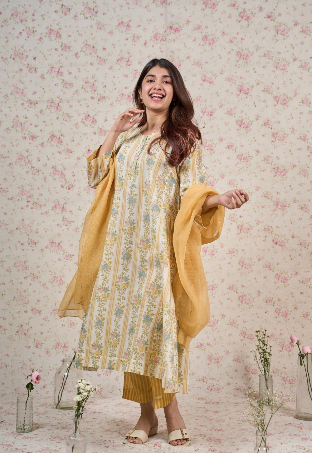 Yellow Solid Kota Doria Cotton Dupatta