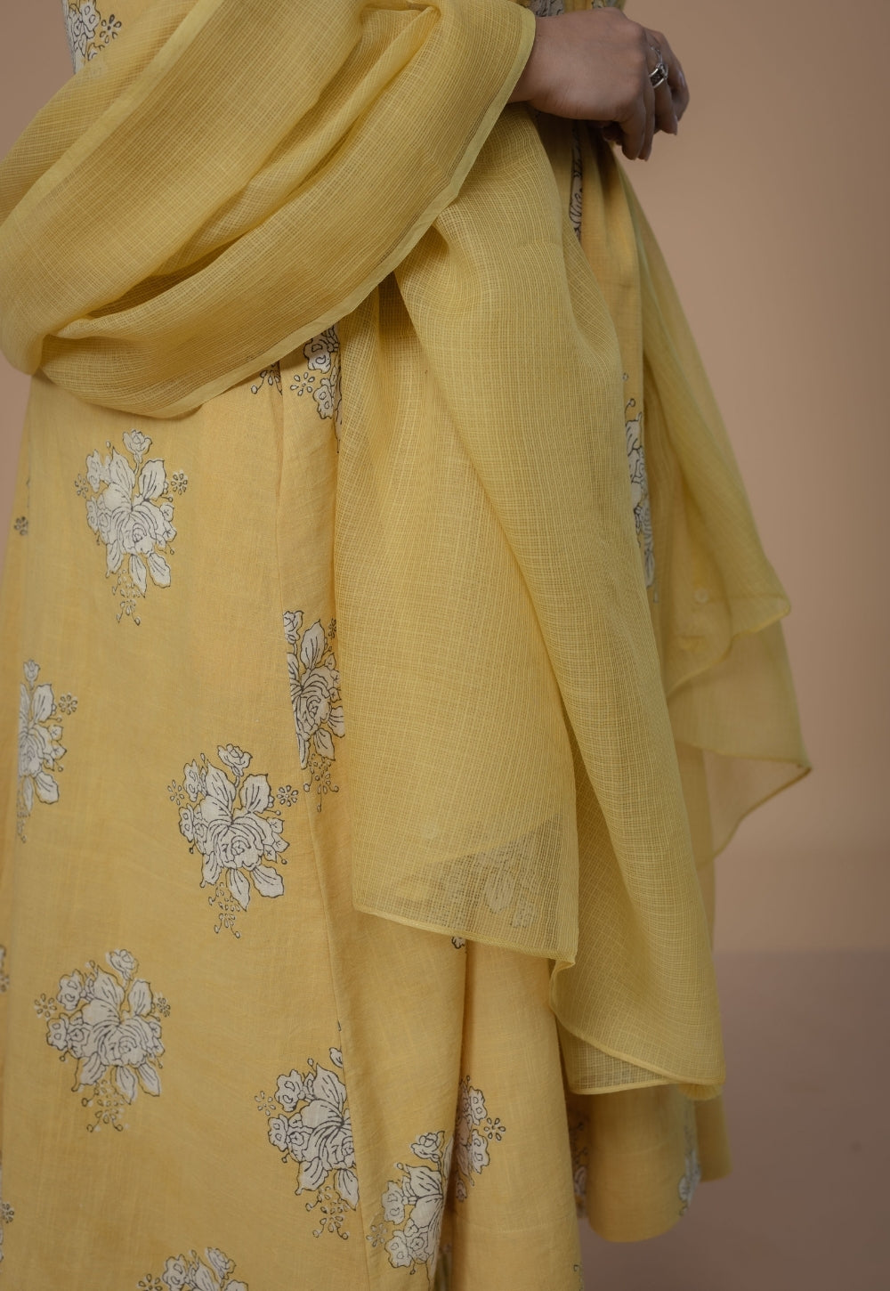 Yellow Solid Kota Doria Cotton Dupatta