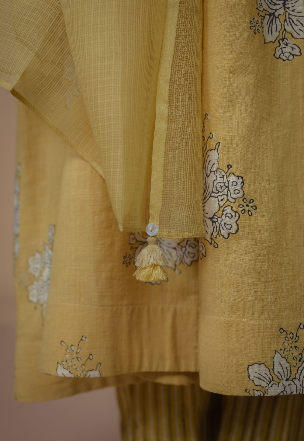 Yellow Solid Kota Doria Cotton Dupatta