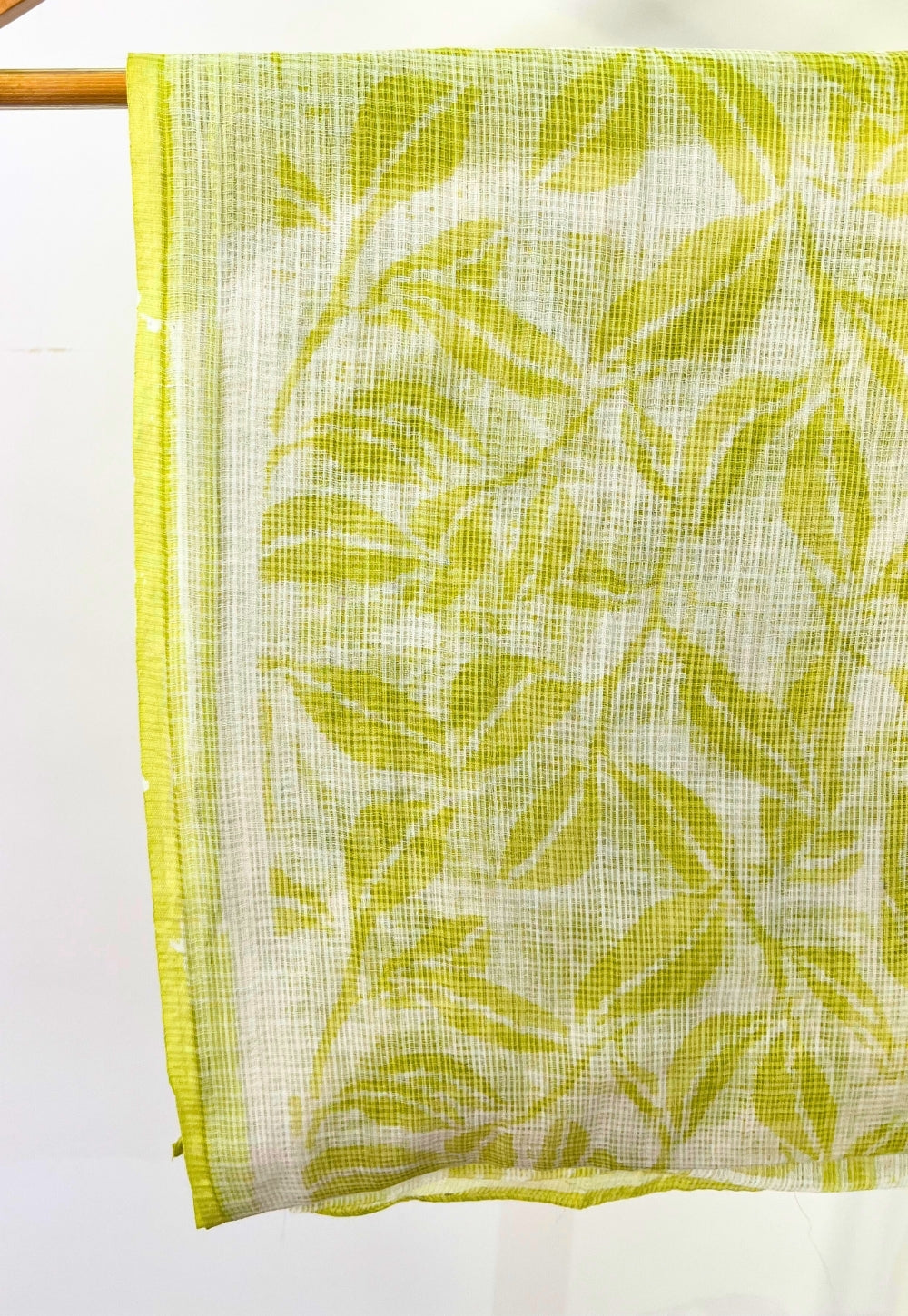 Green Leaf Hand Block Print Kota Doria Cotton Dupatta