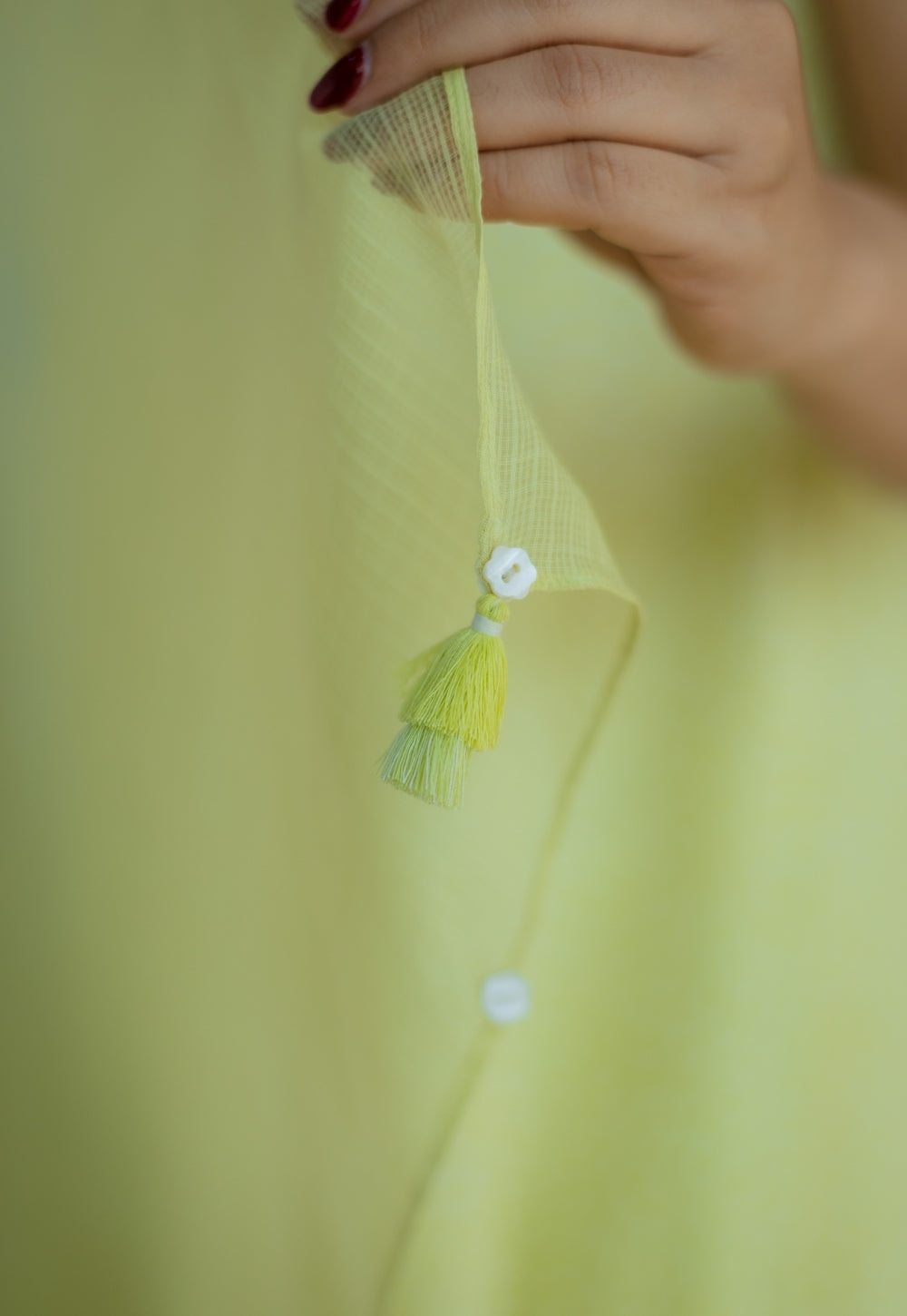 Lime Green Solid Cotton kota Doria Dupatta