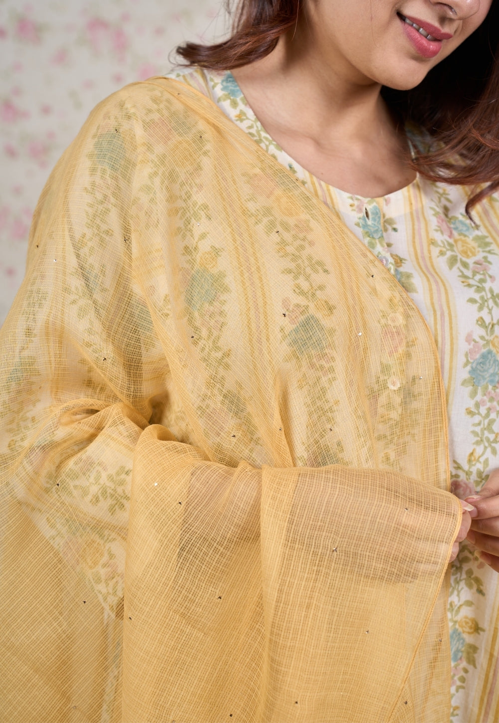 Yellow Solid Kota Doria Cotton Dupatta