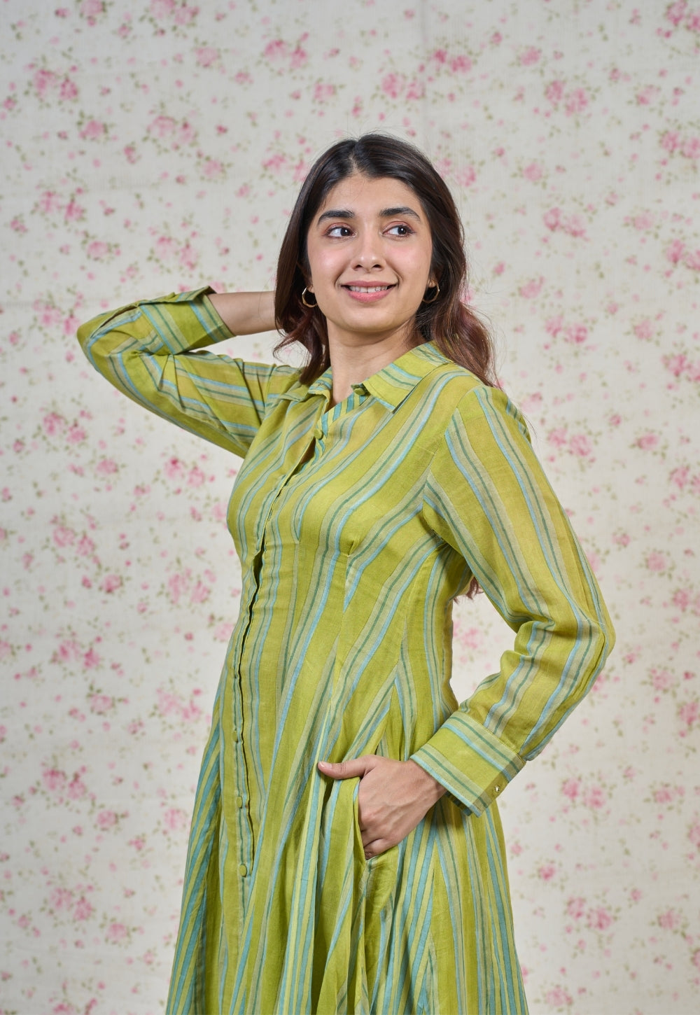 Susan Green Sanganeri Mul Cotton A Line Dress