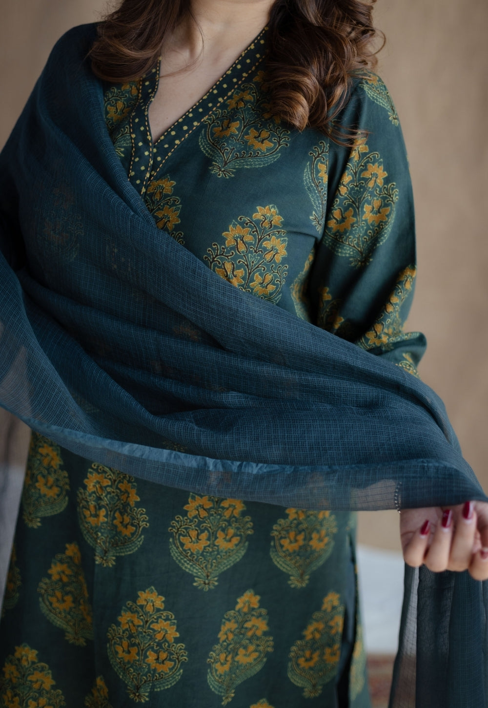 Green Solid Kota Doria Cotton Dupatta