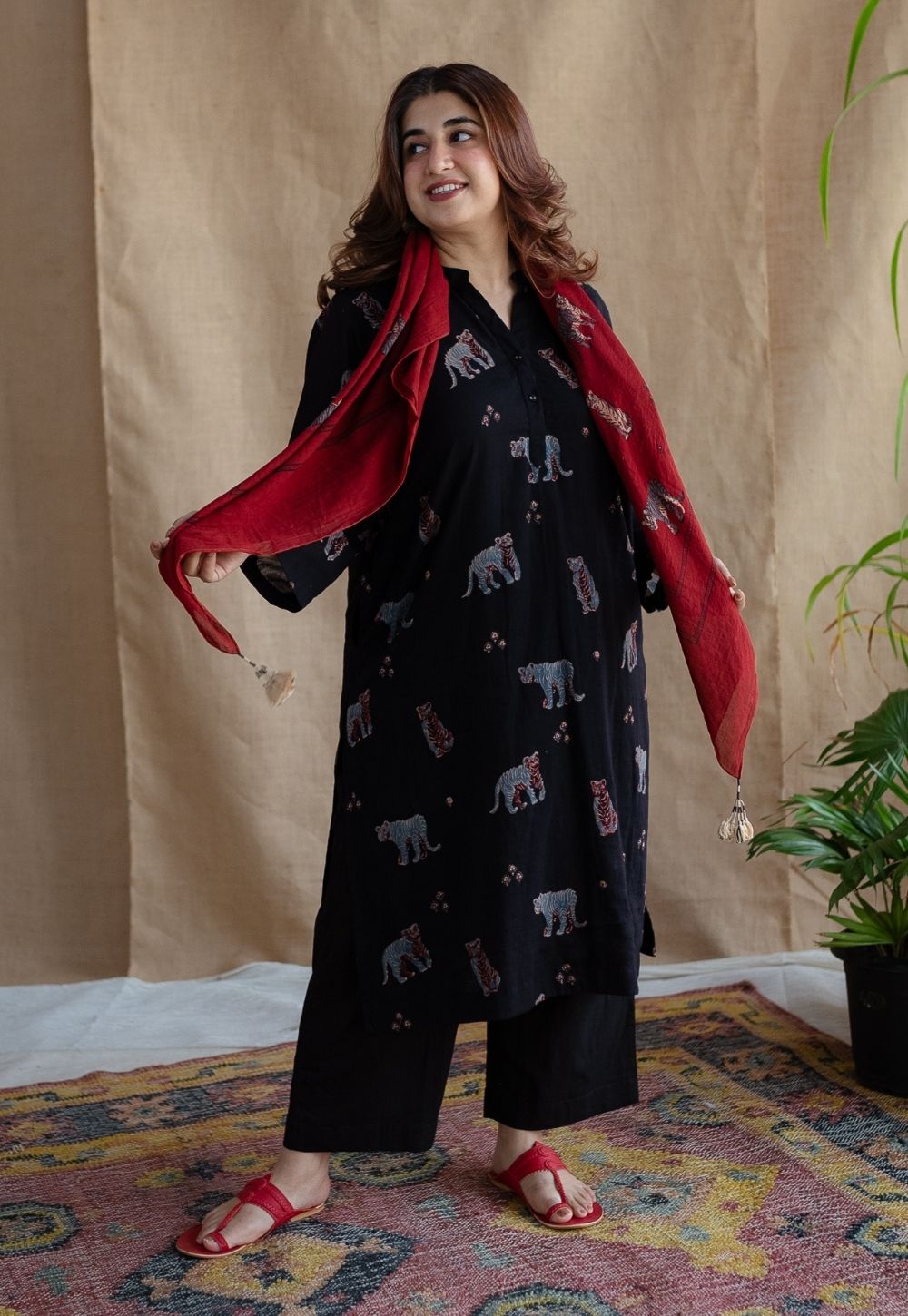 Kanha Bagh Ajrakh MulMul Cotton Kurta Set (Set of 2)