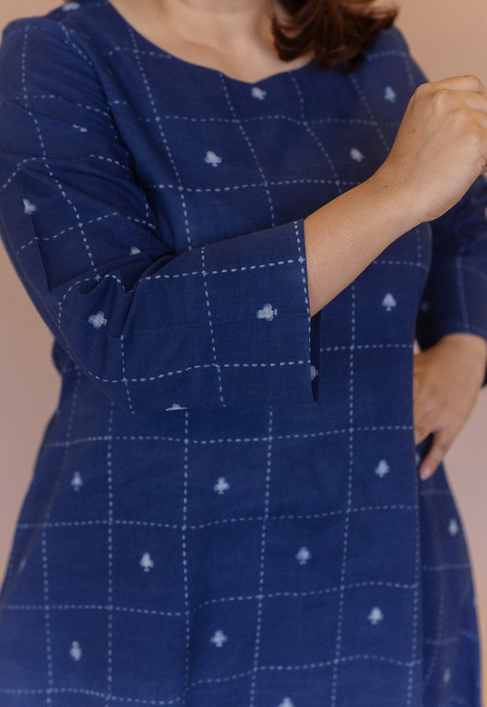 Shriya Blue Dabu Cotton A Line Kurta