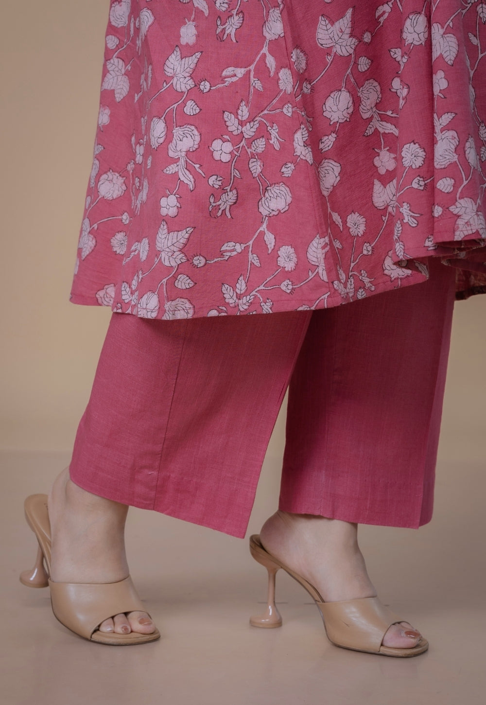 Karisma Pink Dabu Slub Cotton Kali Kurta Set (Set of 2)