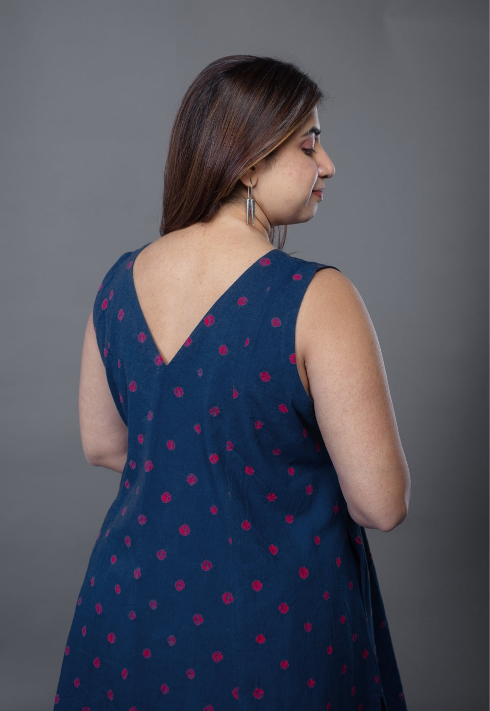 Raahi Blue Bandhani Cotton A Line Kurta