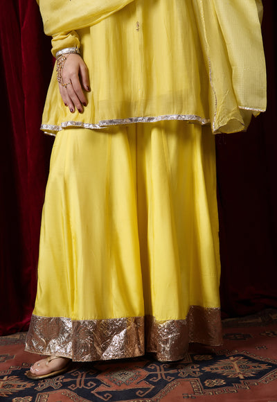 Ira Yellow Solid Muslin Kali Sharara