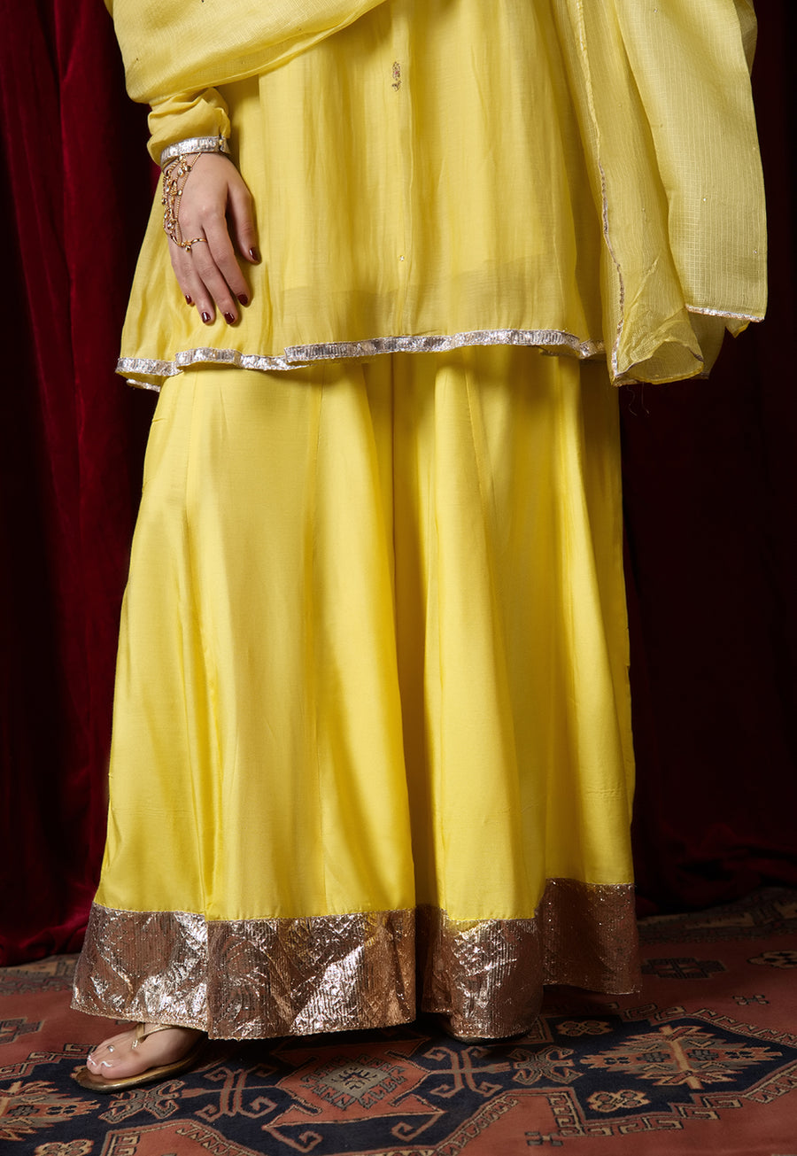 Ira Yellow Solid Muslin Kali Sharara