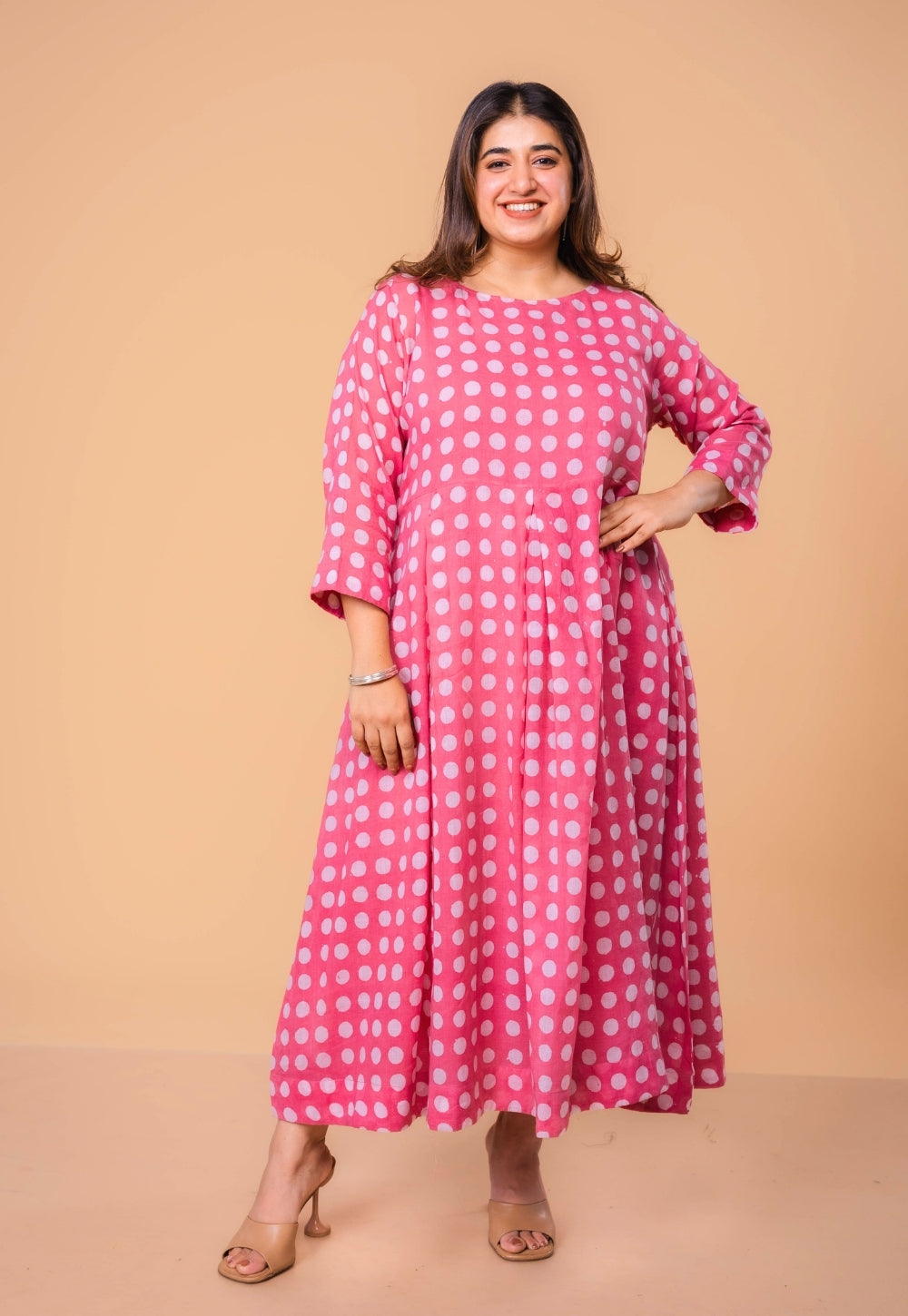 Fajar Pink Batik MulMul A Line Dress