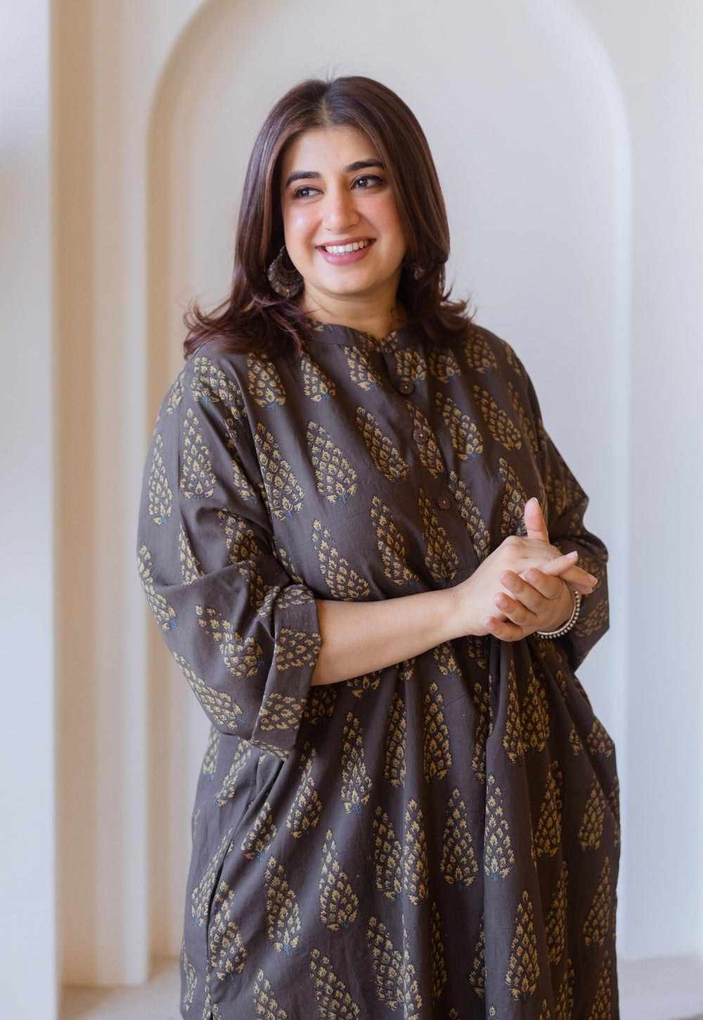 Ayaat Brown Ajrakh Cotton Anti-Fit Kurta