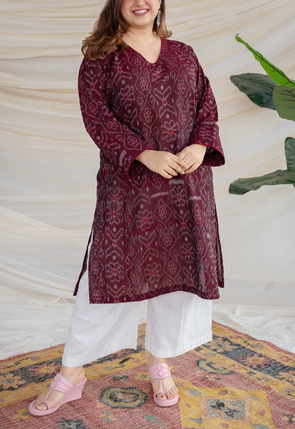 Harshaali Ikkat Cotton Jhabha Kali Kurta
