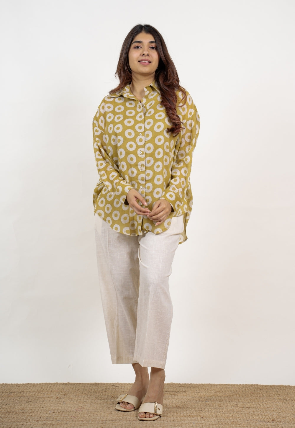 Ruhi Green Batik MulMul Anit-Fit Shirt
