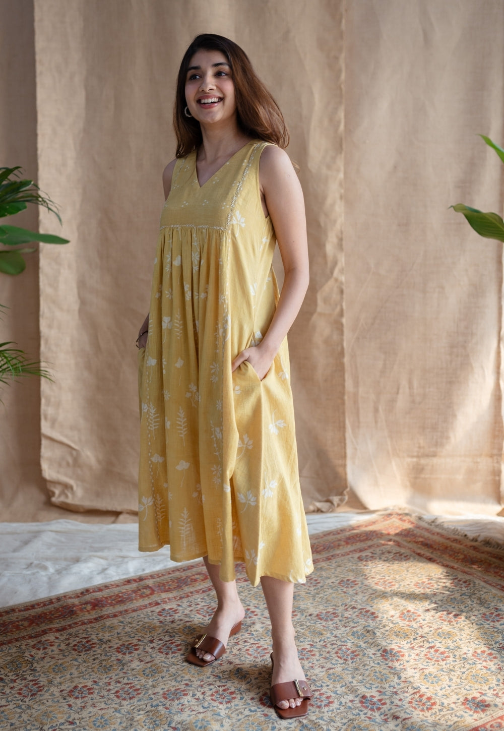 Shyza Dabu Slub Cotton Hand Embroidered Dress