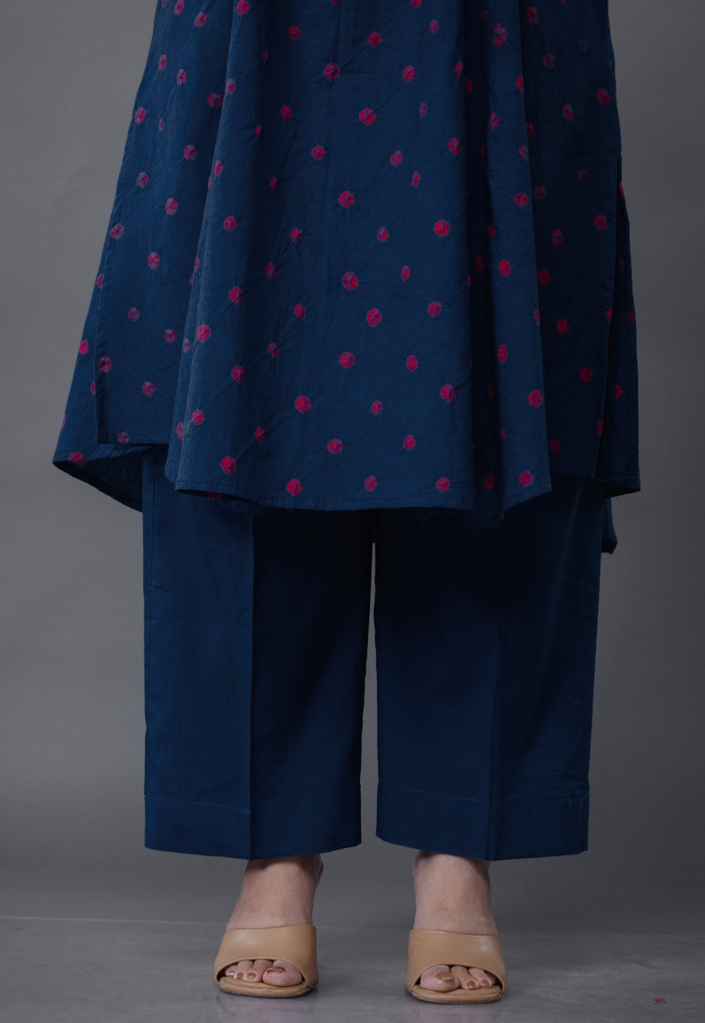 Raahi Blue Bandhani Cotton A Line Kurta Set (Set of 2)