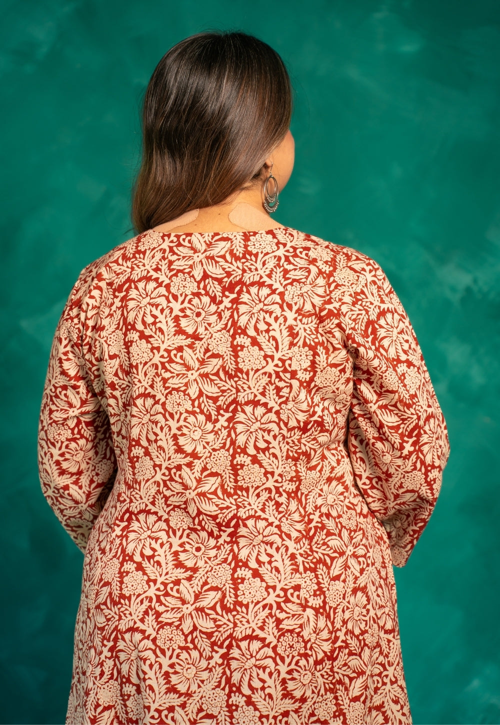 Malika Red Bagru Cotton Kali Kurta