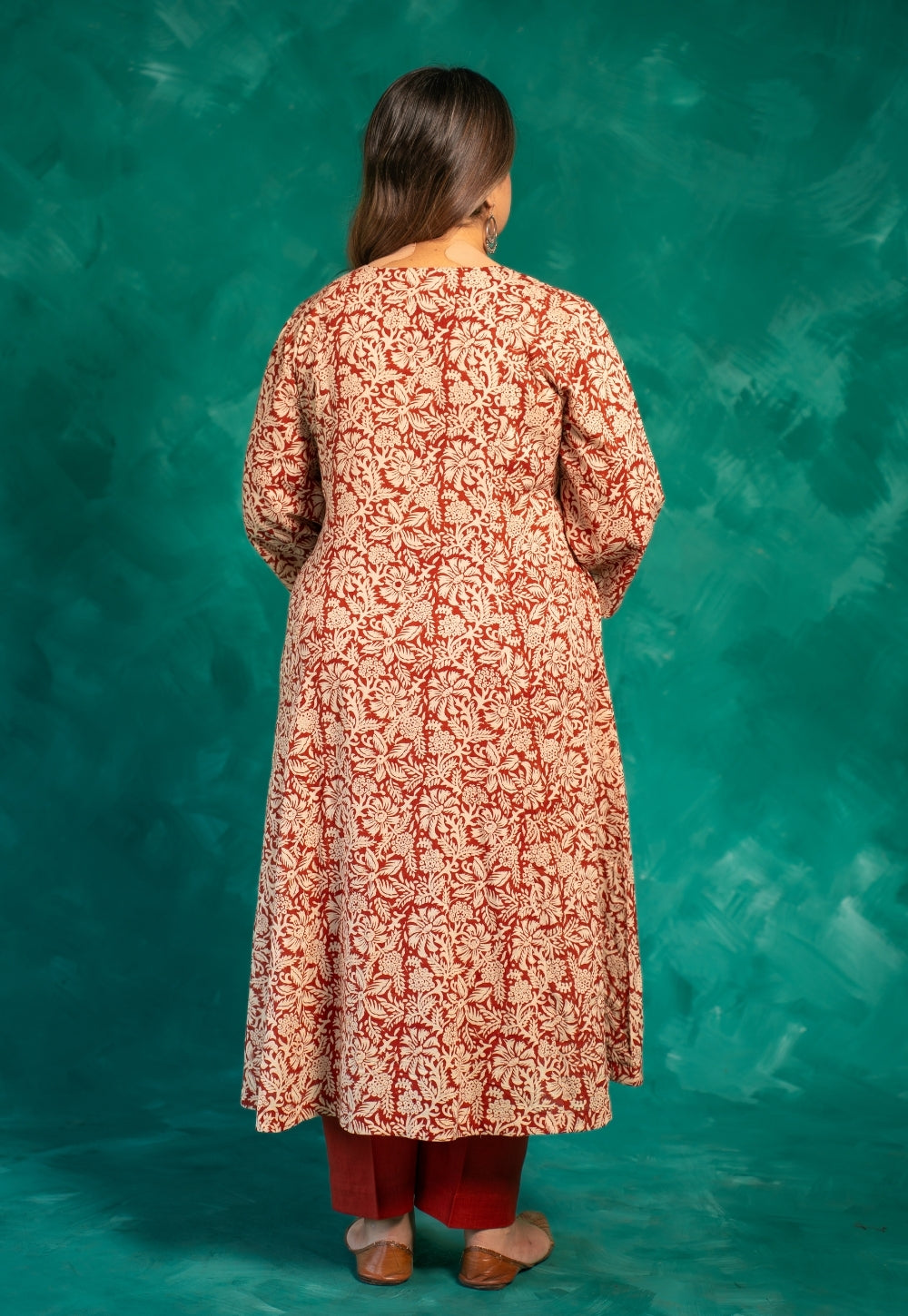 Malika Red Bagru Cotton Kali Kurta