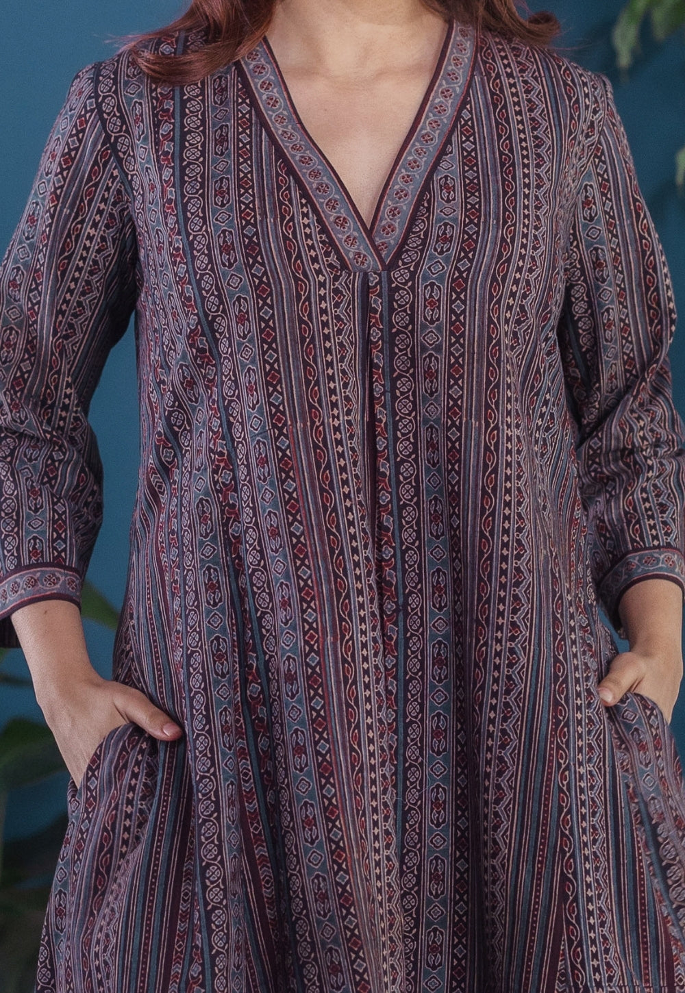 Rosa Black Ajrakh Cotton Jhabbha Kali Kurta