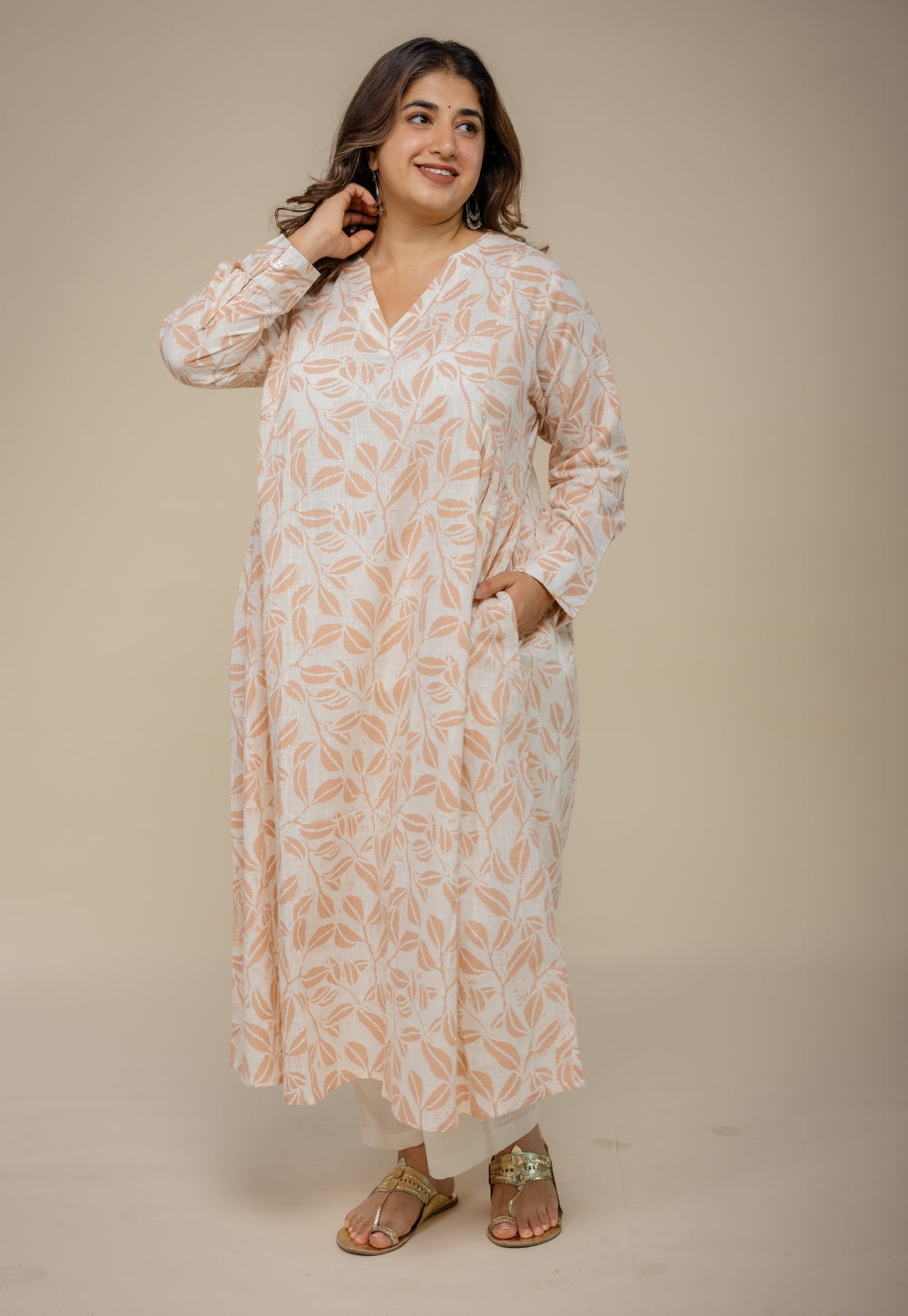 Seerat Off White Hand Block Print Cotton Kali Kurta