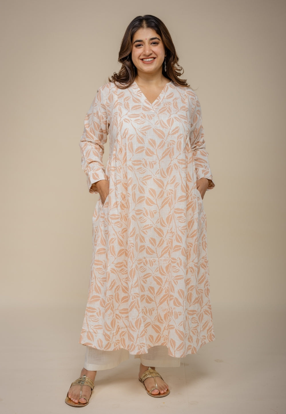 Seerat Off White Hand Block Print Cotton Kali Kurta
