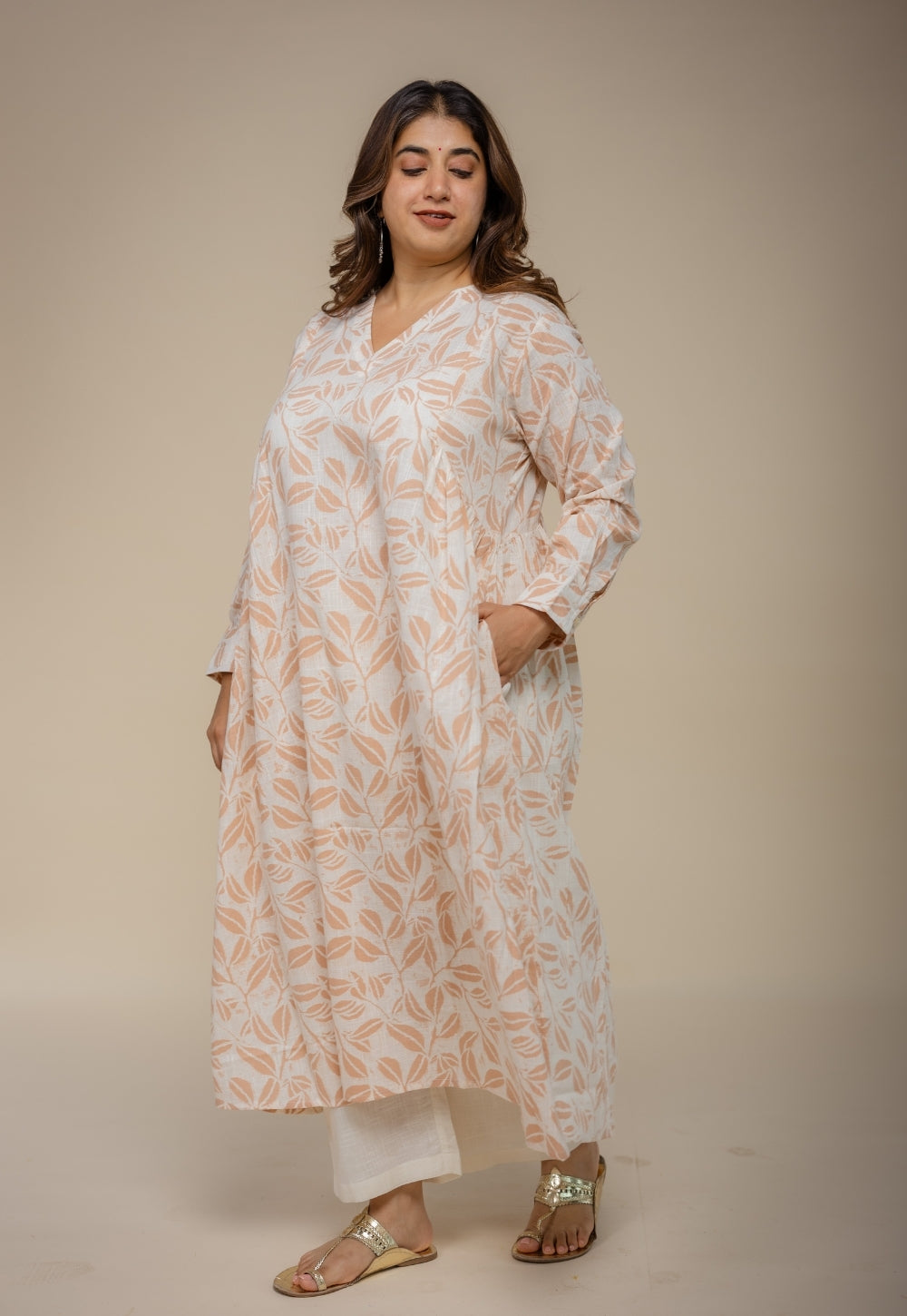 Seerat Off White Hand Block Print Cotton Kali Kurta
