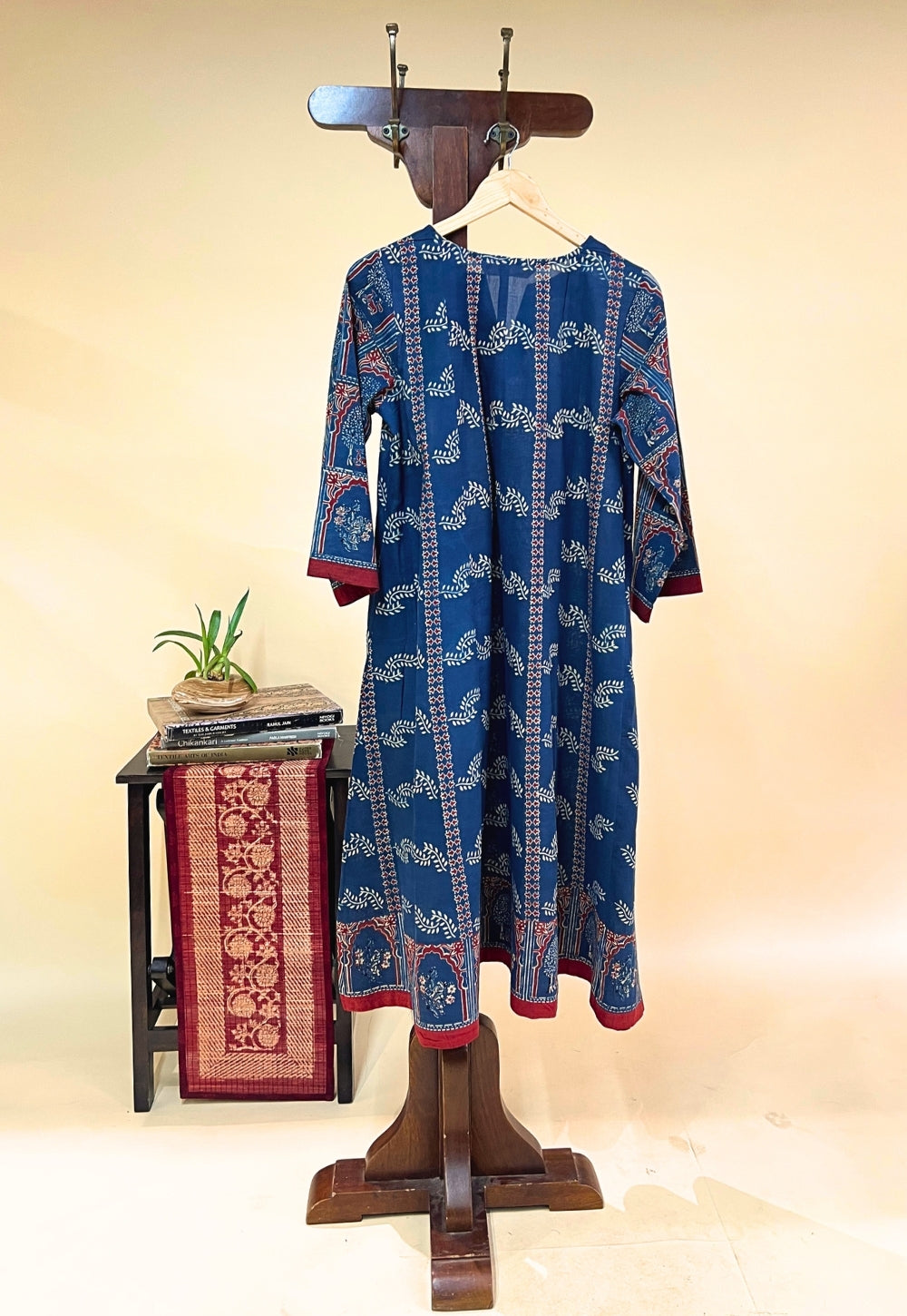 Prisha Blue Ajrakh Cotton Kali Kurta